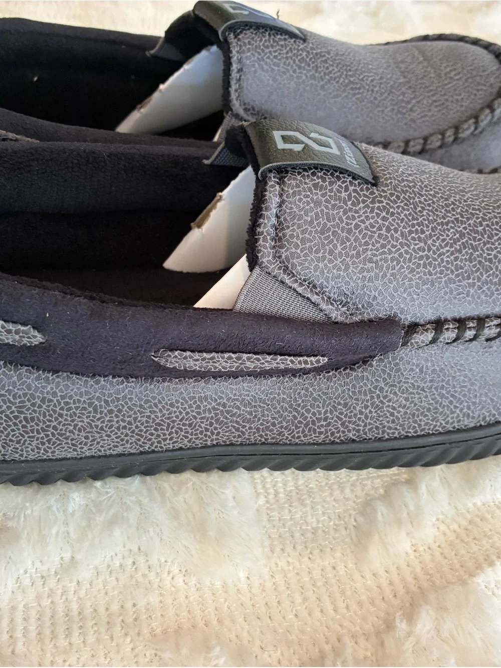 Men’s Gray Moccasin Slippers